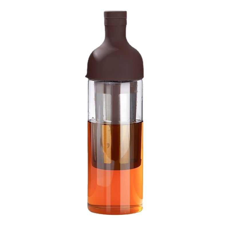 TrueShih Slow Steep Cold Brew Bottle — coarse-ground coffee steeping inside