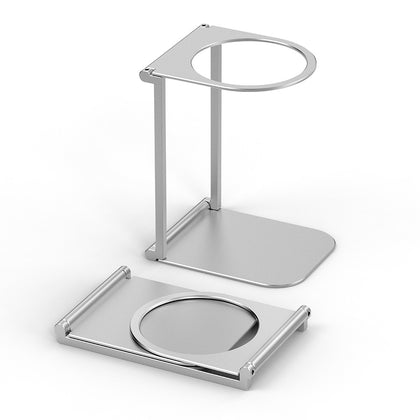 TrueShih Pour Over Coffee Dripper Stand — minimalist silver aluminum brew station for hands-free pour over