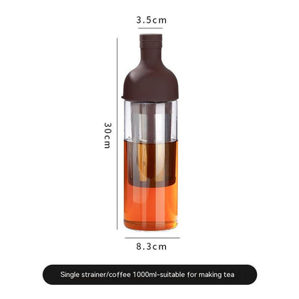 TrueShih Slow Steep Cold Brew Bottle — main hero shot of bottle with integrated filter chamber