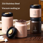 TrueShih Vacuum Coffee Canister in stainless steel keeping roasted beans fresh