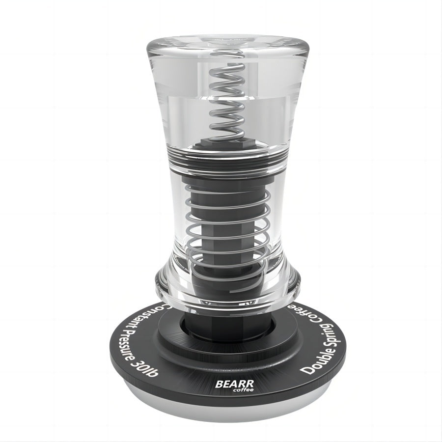 Acrylic Constant-Pressure Espresso Tamper — flat stainless steel base