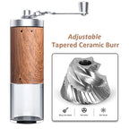 Ceramic Burr Manual Grinder — internal ceramic burr detail, food-grade stainless steel construction