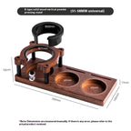 TrueShih walnut tamping station in Vertical and Square styles for home espresso setups
