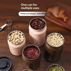 Beige light-proof vacuum coffee canister with push-button sealing lid