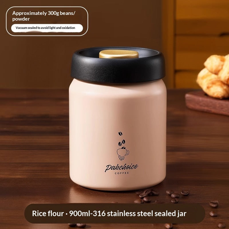 Coffee Brown stainless coffee bean canister with airtight vacuum seal