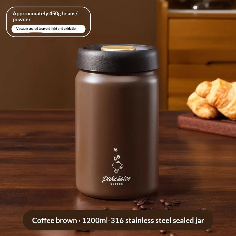 TrueShih stainless vacuum coffee canister keeping beans fresh and light-proof