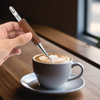 Solid rosewood handle and 304 stainless steel latte art needle