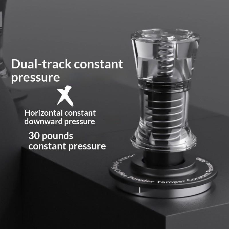 TrueShih Acrylic 30lb Constant-Pressure Espresso Tamper — clear dual-rail tamper