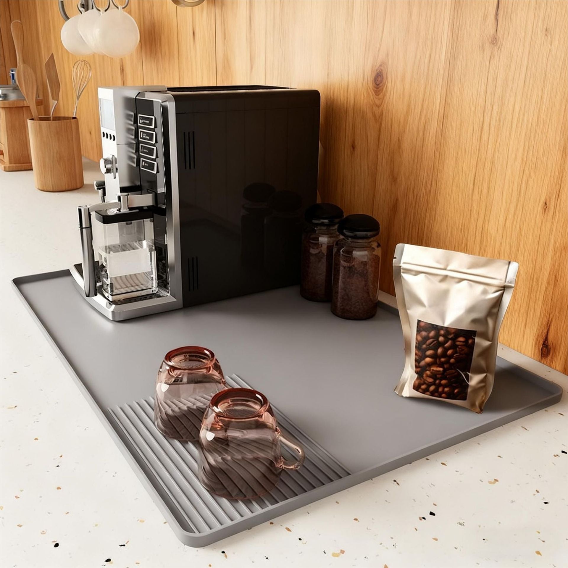 2-in-1 barista mat doubling as a tamping pad, 40x60cm size