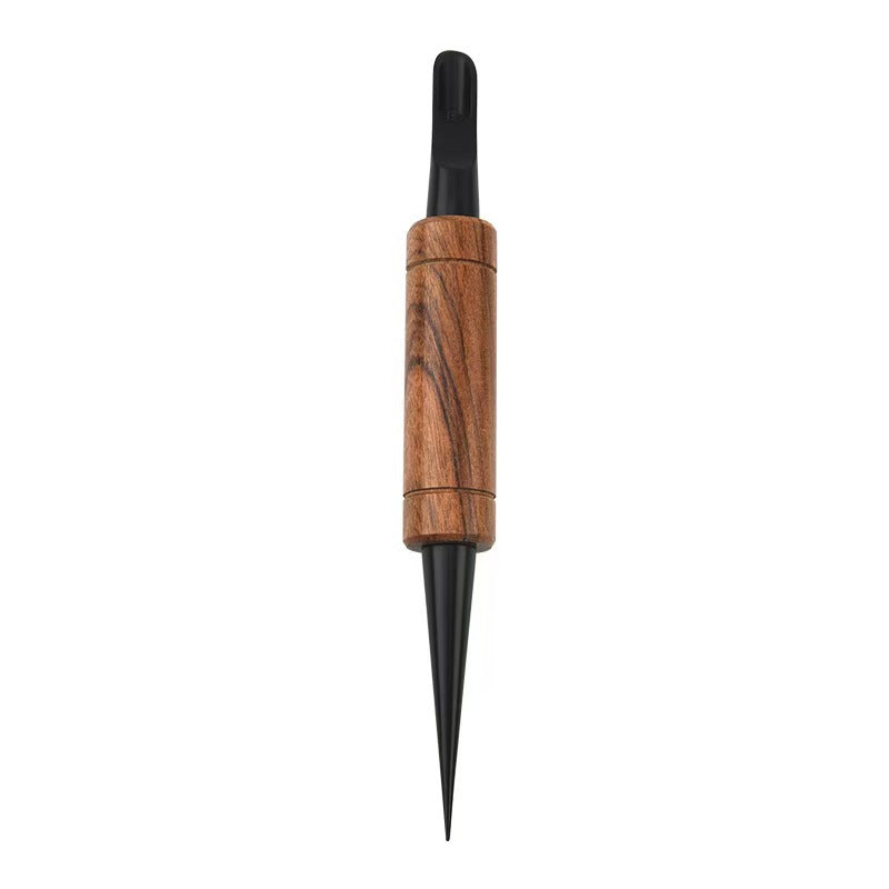 Wood grain detail of the rosewood latte art needle handle