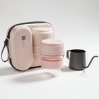 TrueShih Travel Pour-Over Coffee Gift Set — 300ml glass cup, mini pouring kettle, and storage bag