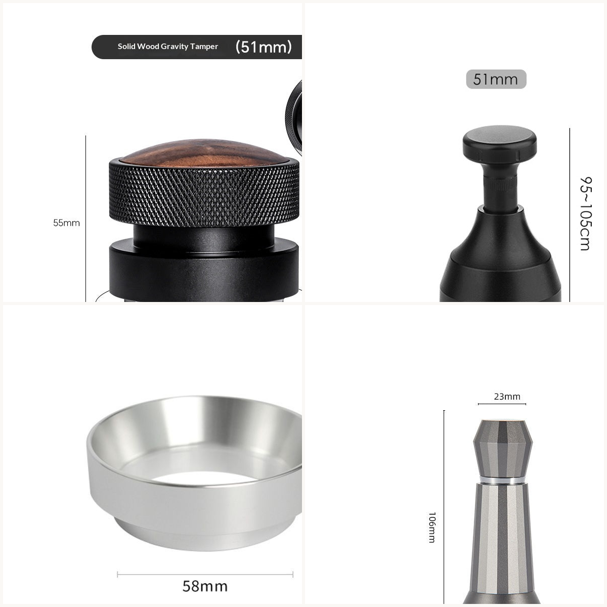 Espresso Puck Prep Kit - 4-Piece Bundle includes Tamper, Distributor, Dosing Ring, WDT Tool