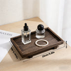 Footed solid wood tray with dimensions marked at 25 by 15 by 4 centimetres